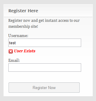 Wishlist Registration Widget User Exists