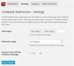 Clickbank Redirection Plugin for Clickbank Vendors