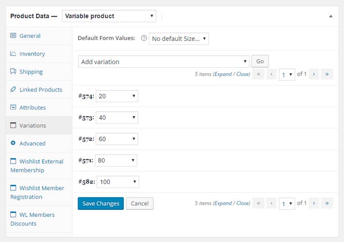 WooCommerce Variable Product