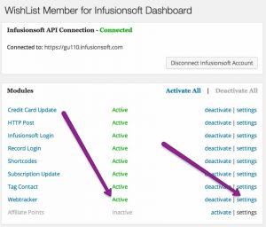 Wishlist Member for InfusionSoft modules